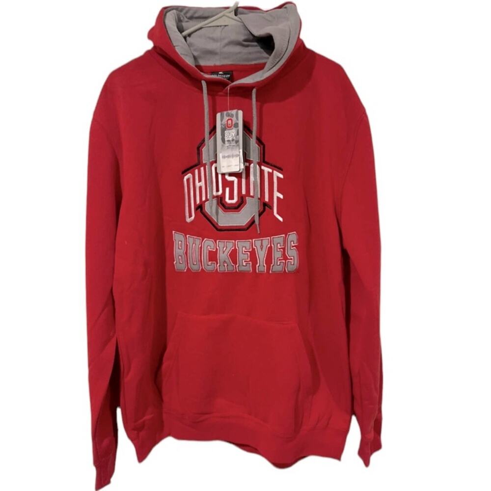 Licensed Ohio State Bukeyes College Hoodie Sweatshirt Men’s Size L Red F…